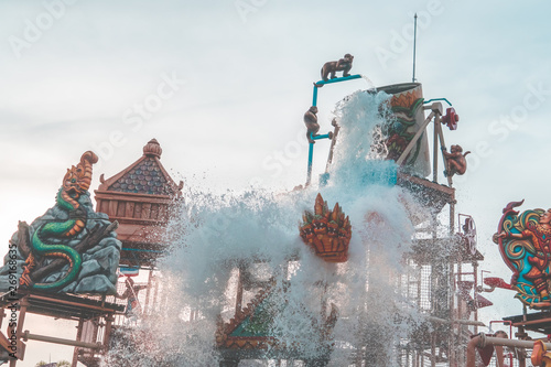 Water Splashing from Ramayana Water Park in Pattaya, Thailand. photo