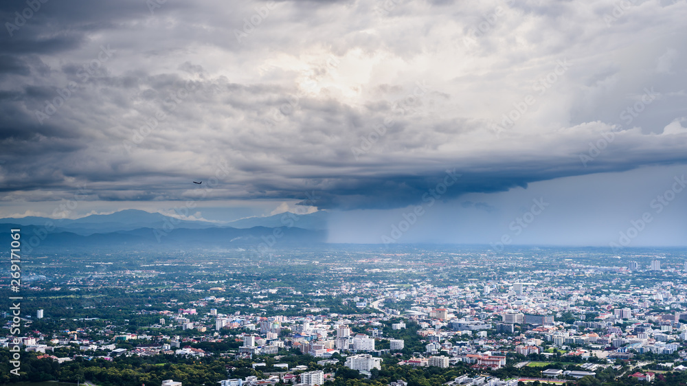 Fototapeta premium doi suthep mountain top view point in rainy season , Chiang mai ,Thailand