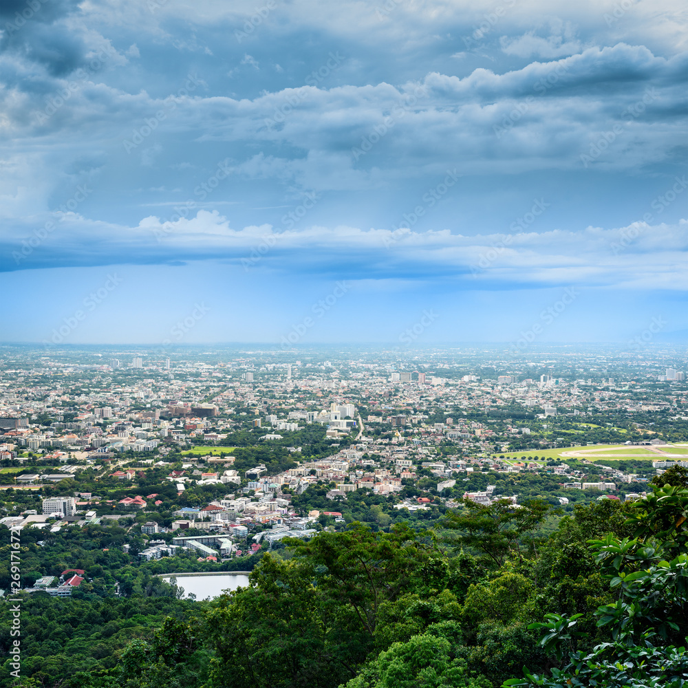 doi suthep mountain top view point in rainy season ,  Chiang mai ,Thailand