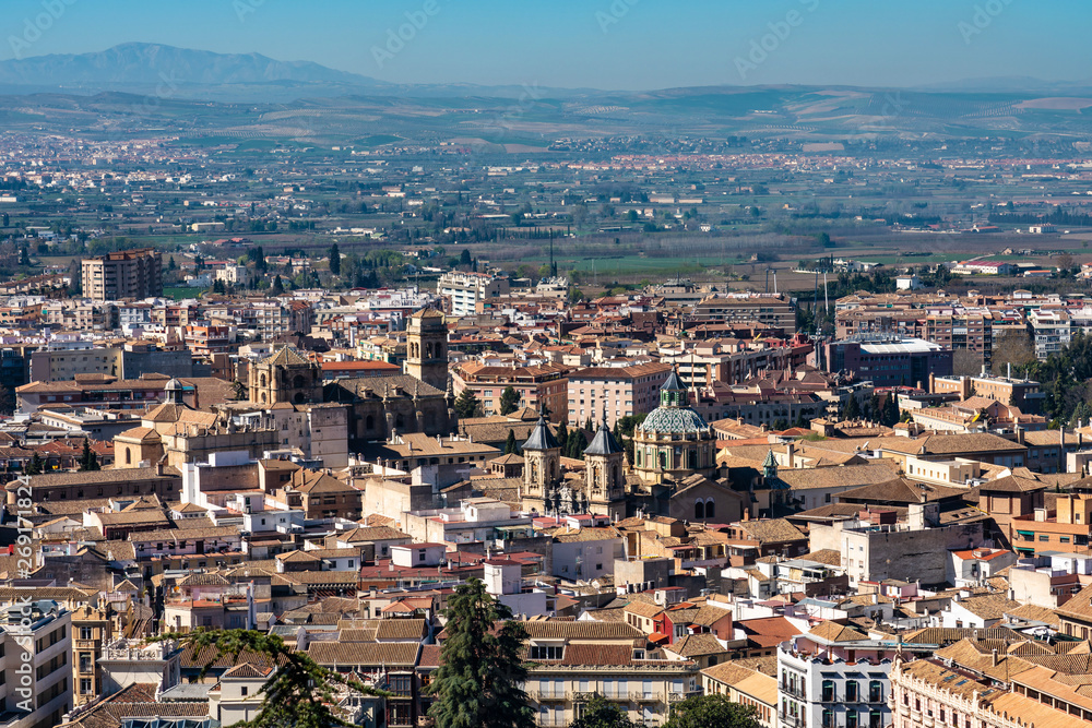 Cityscape view of Granada in Andalusia, Spain