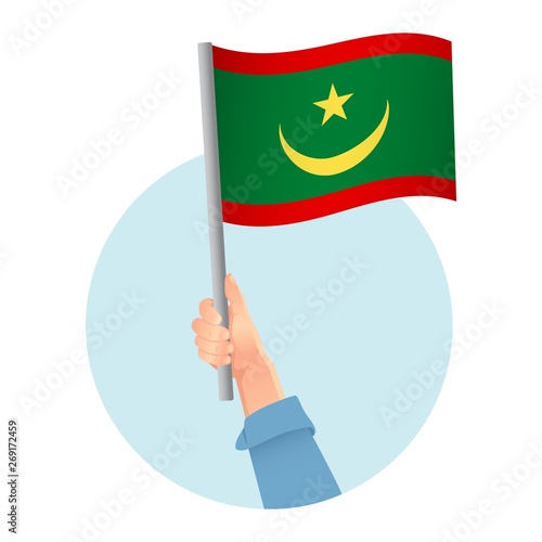 Mauritania flag in hand icon © Visual Content
