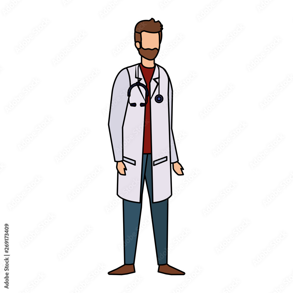 professional doctor with stethoscope character professional doctor with stethoscope character