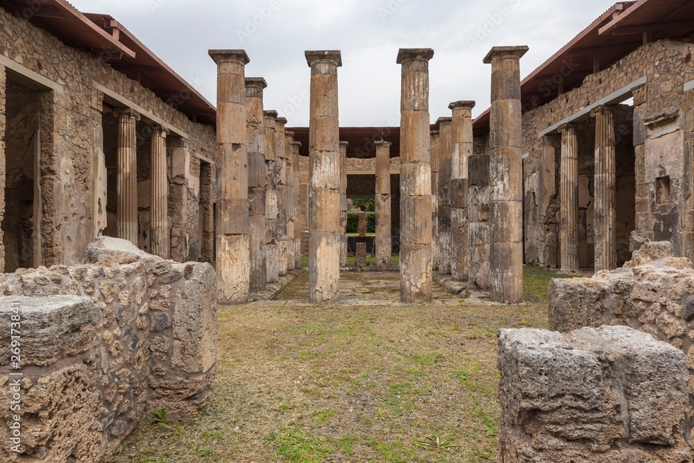 Pompeii, Italy. 04-22-2019. Ruins of of antique Roman city of Pompeii, Italy.