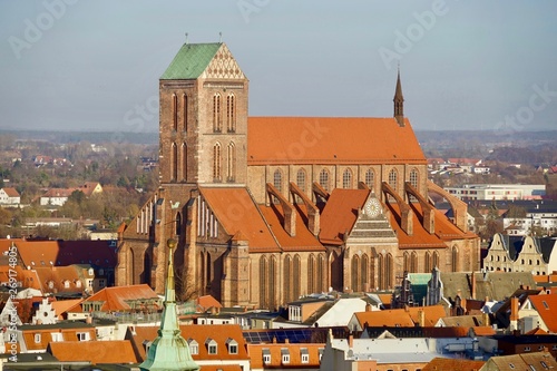 Stadtpanorama von Wismar mit Nikolaikirche
