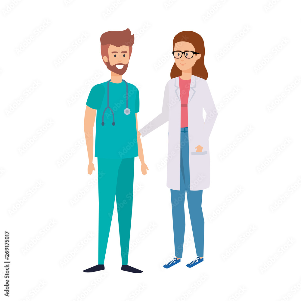 couple of professionals doctor and surgeon characters couple of professionals doctor and surgeon characters