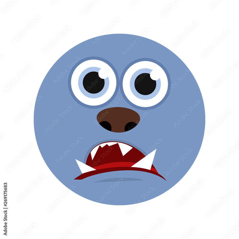 Monster face. Icon face. White background. Vector illustration. EPS 10. Monster face. Icon face. White background. Vector illustration. EPS 10.