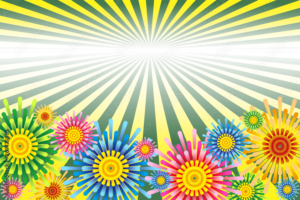 Background Wallpaper Vector Illustration Design Art Free Freesize Charge Free Effect Line Concentration Line Manga Comic Speed Line イラスト背景 打ち上げ花火 花火大会 祭り 伝統行事 コピースペース フリー素材 夏祭り カラフル Stock Vector Adobe