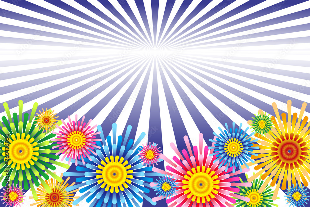 Background Wallpaper Vector Illustration Design Art Free Freesize Charge Free Effect Line Concentration Line Manga Comic Speed Line イラスト背景壁紙 打ち上げ花火 花火大会 夏祭り スターマイン 無料素材 セールスポスター チラシ Stock Vector