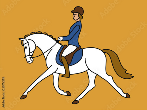 Simple colorful illustration of a rider on a horse