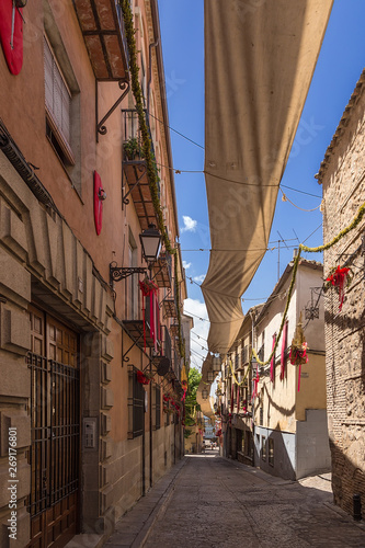 Toledo  Spain. Festively decorated street