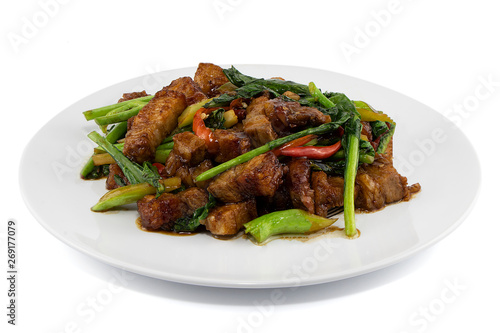 Stir fried Chinese broccoli with Crispy Pork