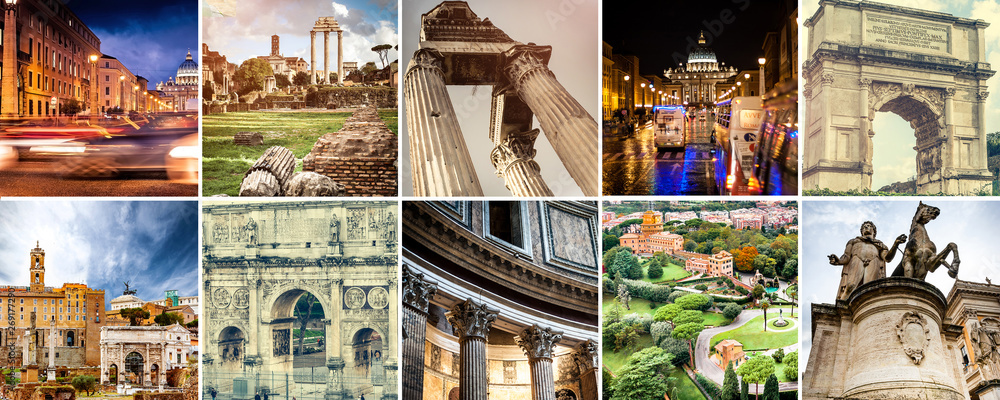 Collage of sights of Rome, Italy Collage of sights of Rome, Italy