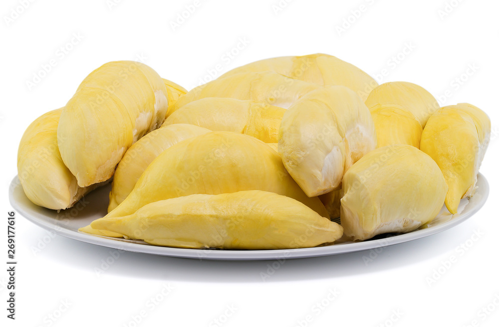 Closeup of durian fruits isolated on white background Closeup of durian fruits isolated on white background