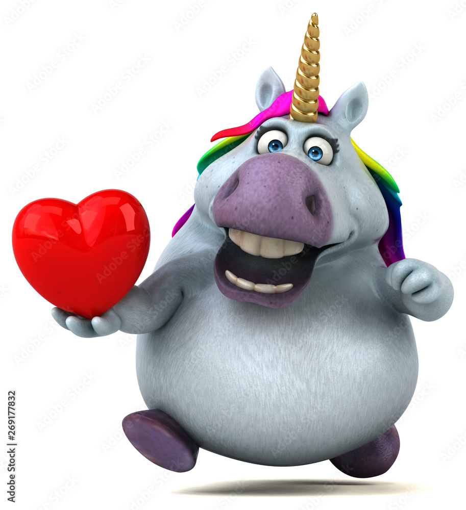 Naklejka premium Fun unicorn - 3D Illustration