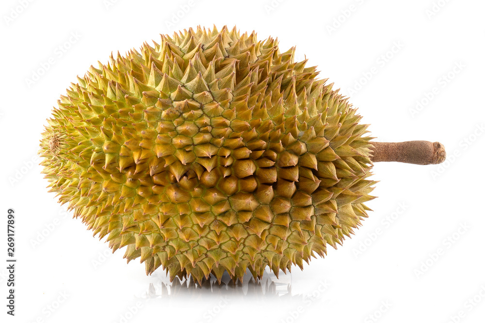 Closeup of durian fruits isolated on white background Closeup of durian fruits isolated on white background
