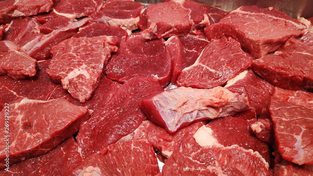 Raw beef for sell at the market