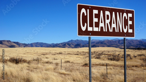 Clearance word on road sign