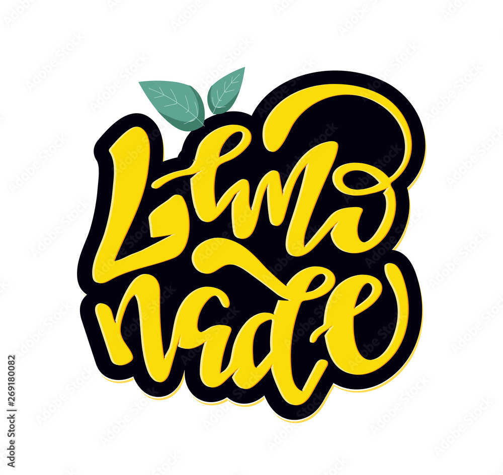 Fototapeta premium Lemonade lemon - cute lettering label art