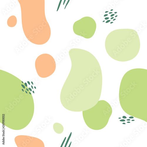 Creative unusual unique artistic hand drawn seamless pattern in summer colors. Background for advertising, social media, web design, etc. Vector Illustration