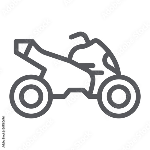 Quad bike line icon, transport and drive, motorcycle sign, vector graphics, a linear pattern on a white background.