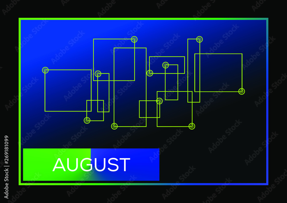 August on Dark Background. Technology Background