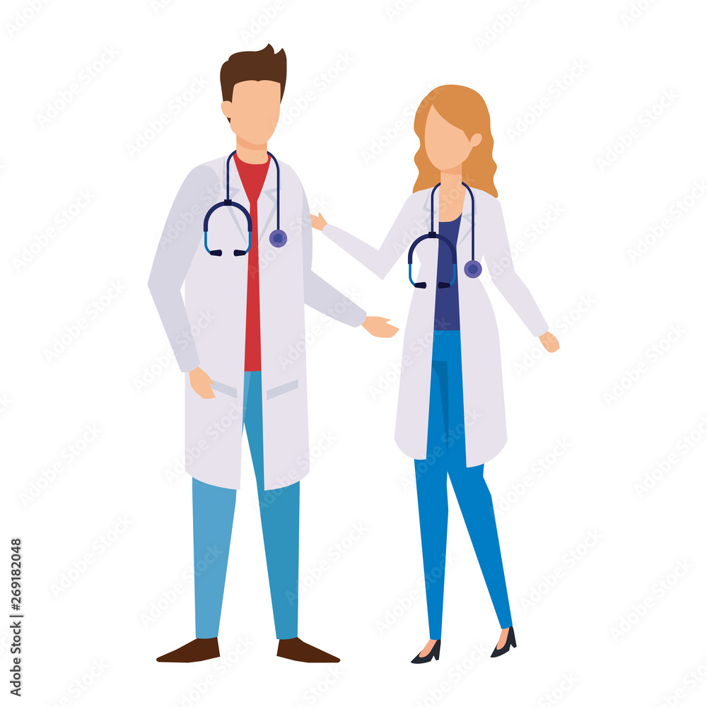 couple of professionals doctors avatars characters couple of professionals doctors avatars characters