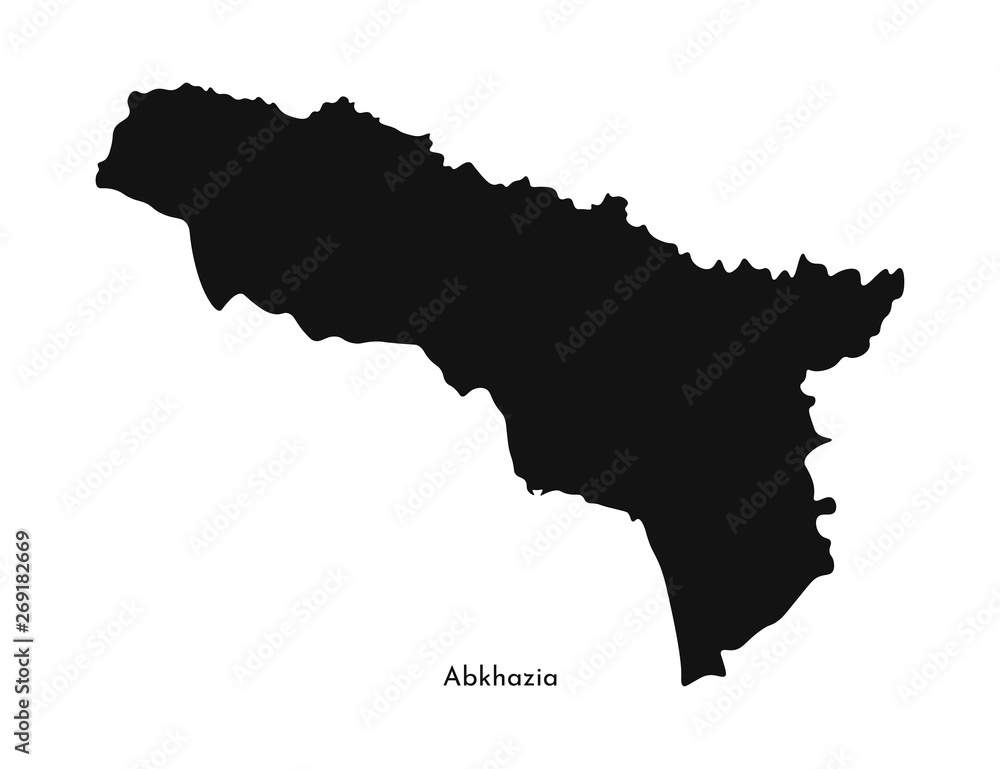 Vector isolated illustration of simplified map - Abkhazia. Black silhouette. White background