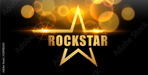 Gold plated typography design on black background 