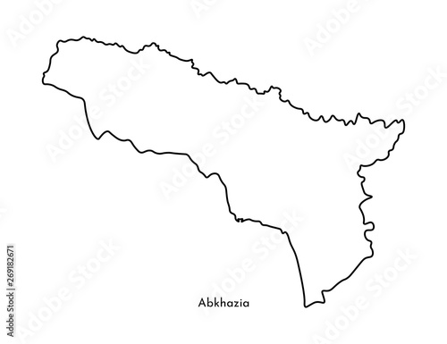 Vector isolated illustration of simplified map - Abkhazia. Black line silhouette. White background