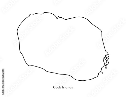 Vector isolated simplified illustration icon with black line silhouette of Cook Islands map. White background