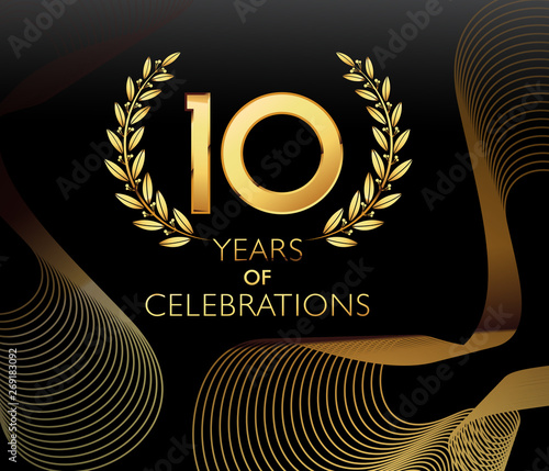 Gold plated typography design on black background 