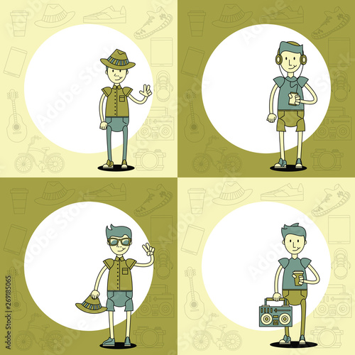 Cool hipster guy cartoon