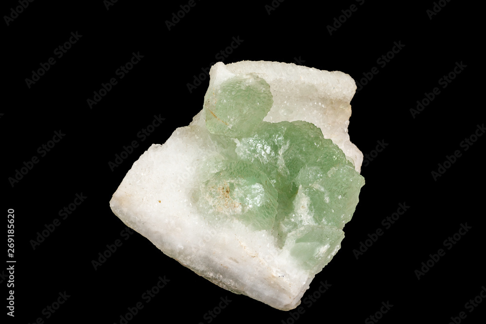Macro stone mineral Fluorite on a black background Macro stone mineral Fluorite on a black background