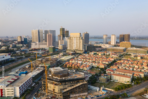 Landscape at Phnompenh on sunset nearly Koh Pich island - Cambodia