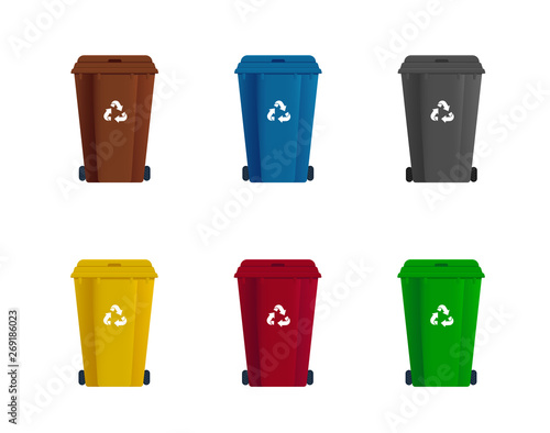 Set of Dumpster or Trash can. Sorting garbage. Recycle waste
