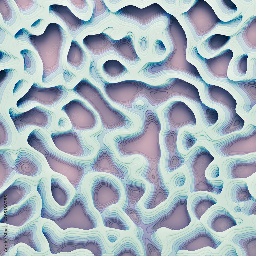 Fototapeta premium Modern background with lines and relief. 3d illustration, 3d rendering.