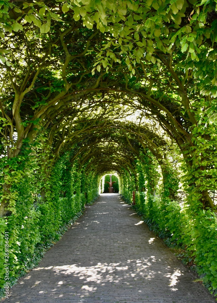 Historical garden of 'Muiderslot'; medieval Castle Muiden, Netherlands	