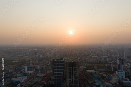 Landscape at Phnompenh on sunset nearly Koh Pich island - Cambodia