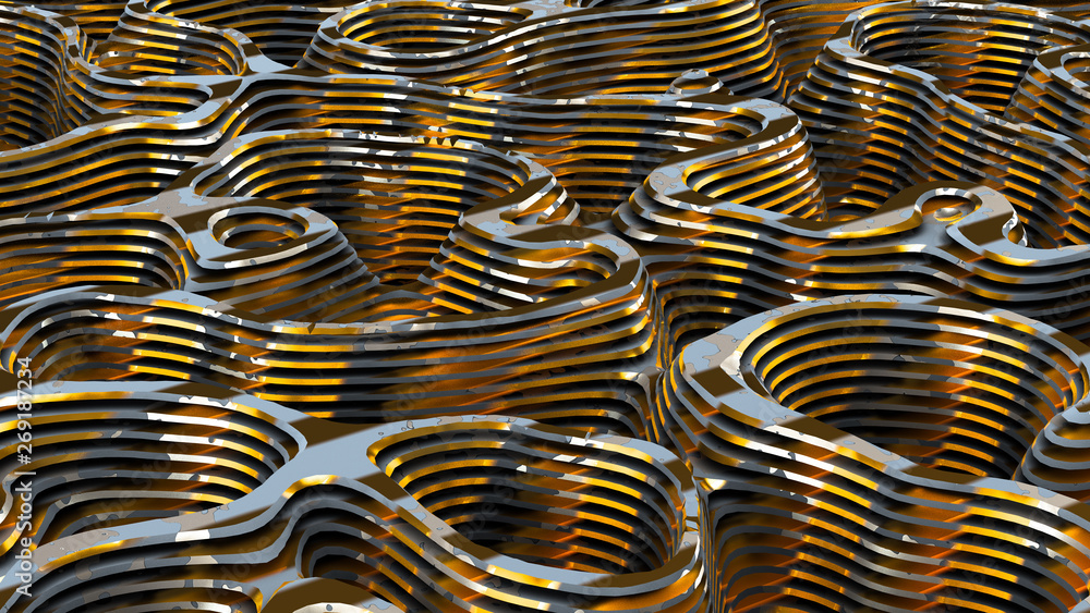 Fototapeta premium Technology line smooth relief background. 3d illustration, 3d rendering.