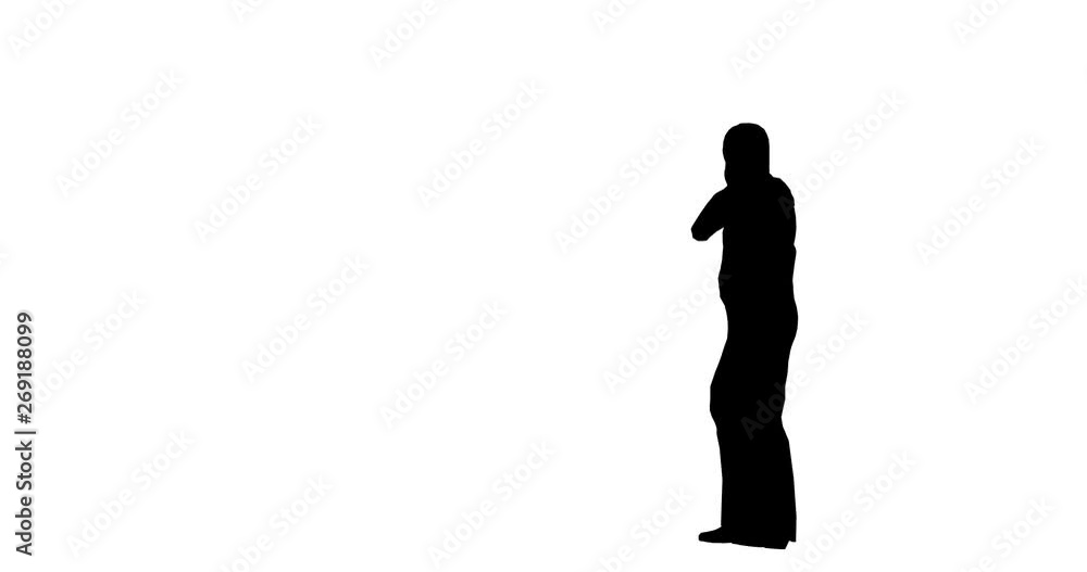 Silhouette of a man stands on a white background Silhouette of a man stands on a white background