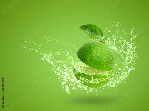 Fresh green lime isolated on white background © kaiskynet
