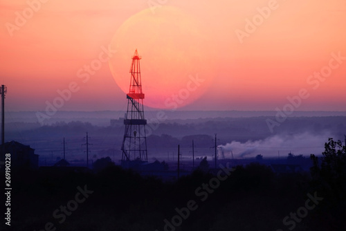 Obraz na płótnie Oil drilling rig in Ivano-Frankivsk w salonie