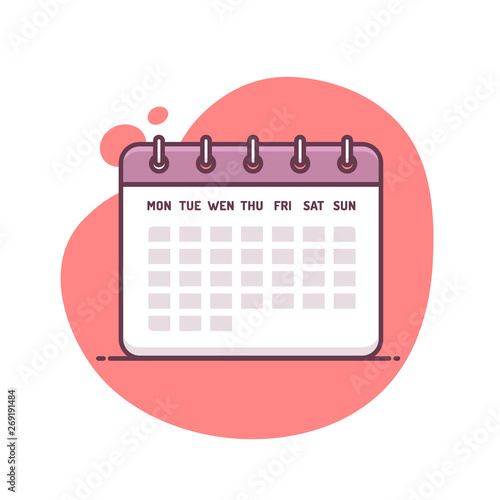 Calendar icon in mono line art style vector illustration
