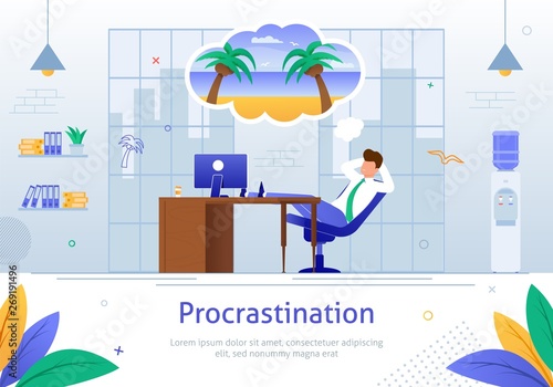 Procrastinating Businessman Postponing his Work.