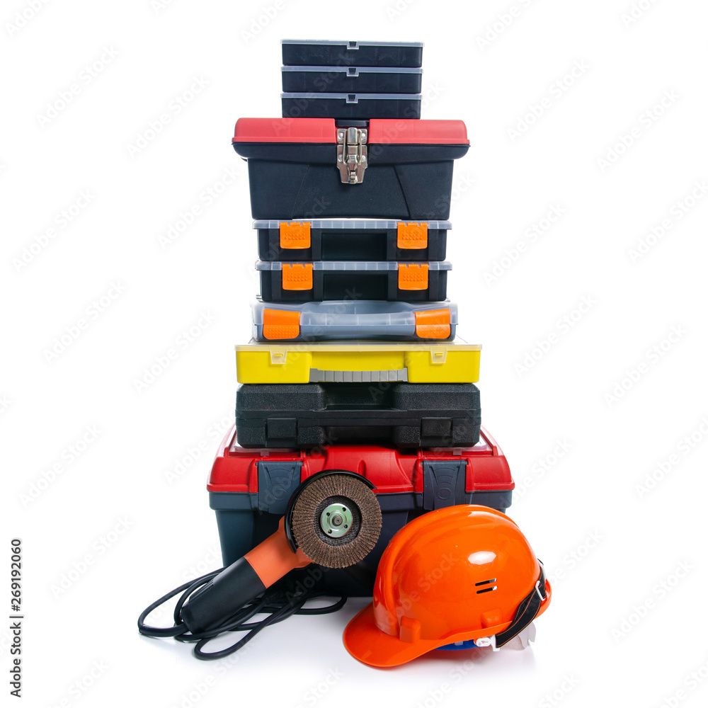 toolbox, building tools on white background isolation toolbox, building tools on white background isolation