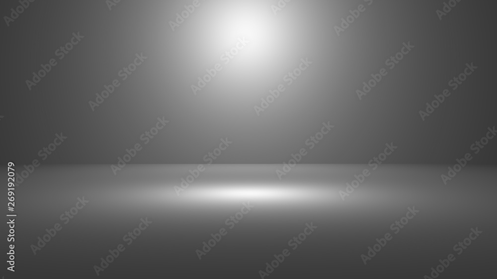 3D illustration of empty 3D room with spotlight on grey gradient background with space to showcase your product or artwork. 3D illustration 3D illustration of empty 3D room with spotlight on grey gradient background with space to showcase your product or artwork. 3D illustration