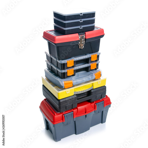 Toolbox and organiser building on white background isolation