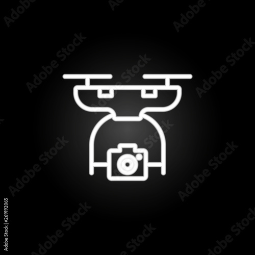 drone with camera neon icon. Elements of intelligence set. Simple icon for websites  web design  mobile app  info graphics