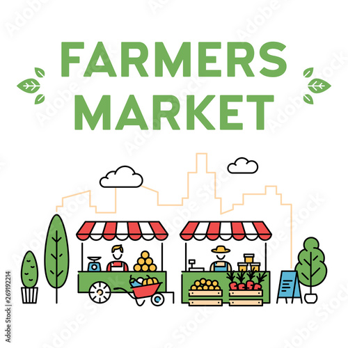 Vector Farmers Market Stall Illustration
