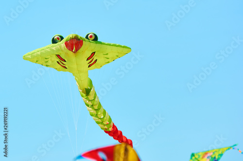 Trykhaty, Mykolaiv region, Ukraine - May, 18, 2019: Kitefest, Tryhutty International Kite Festival 2019 in the village Trykhaty, Ukraine. Annual kitefest.